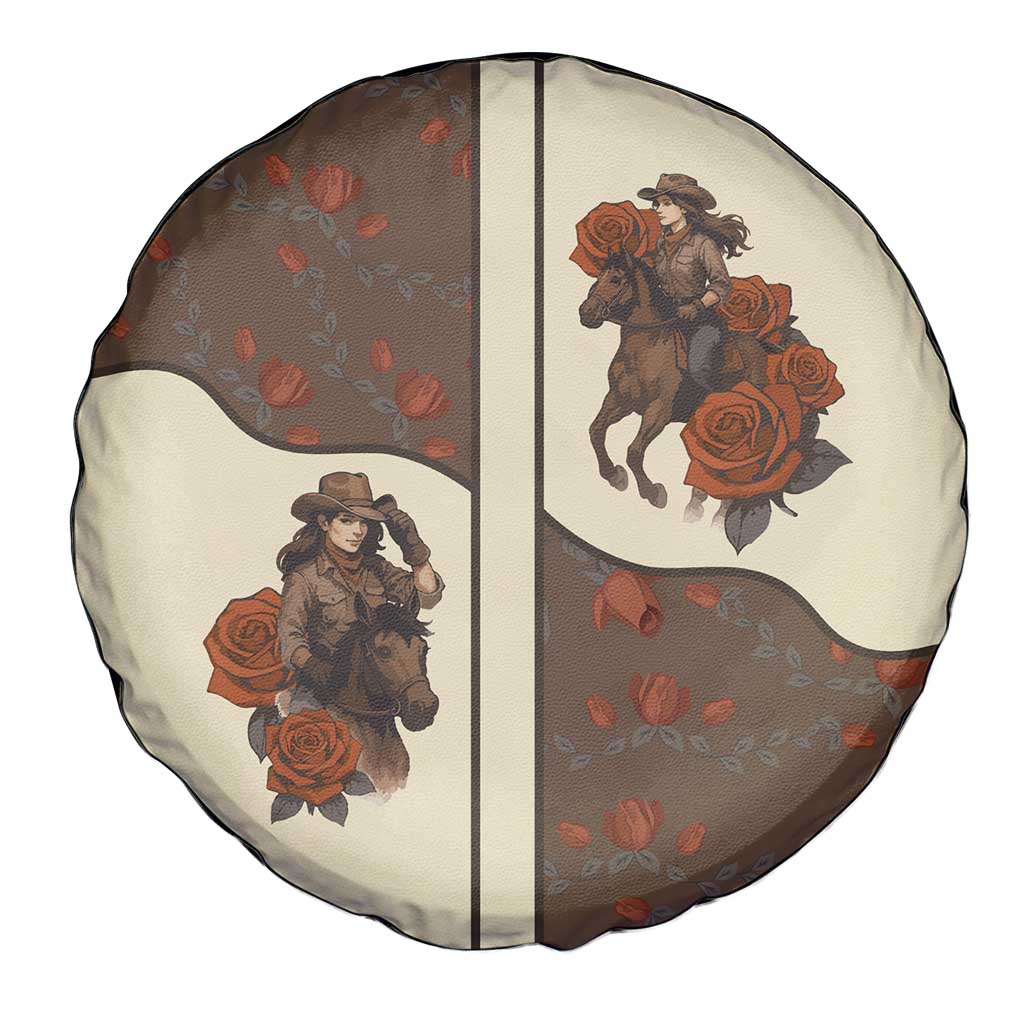 Cowgirl Spare Tire Cover Rose Retro Western Yoke DT05