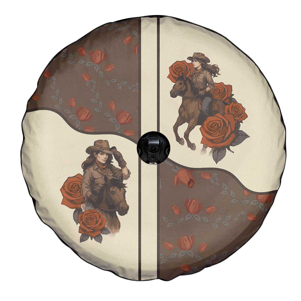 Cowgirl Spare Tire Cover Rose Retro Western Yoke DT05