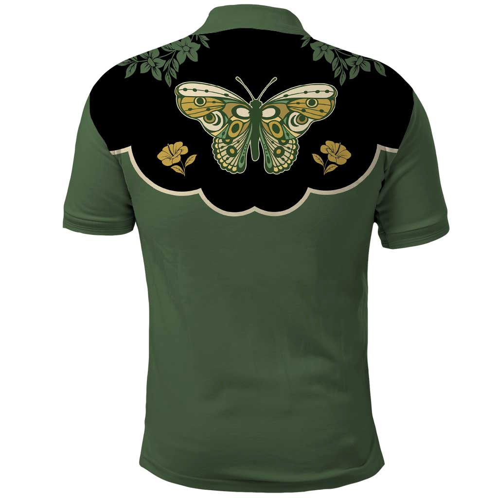 Retro Butterfly Polo Shirt Western Yoke Style DT05