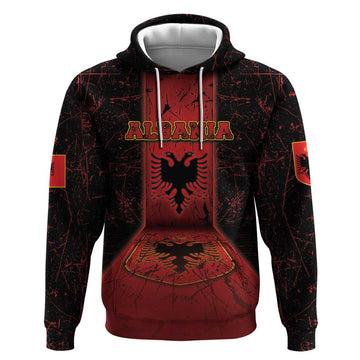 Personalized Albania Hoodie Black Double Headed Eagle DT05