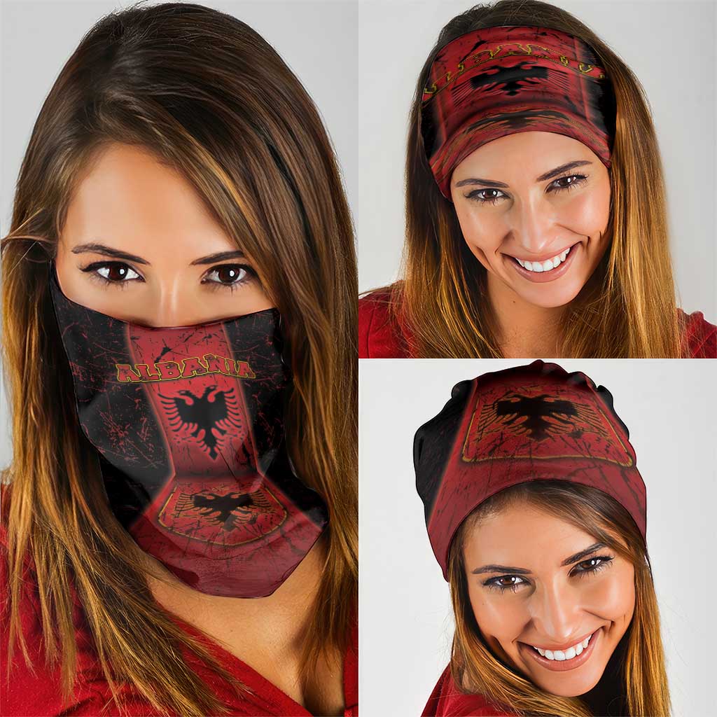 Albania Neck Gaiter Black Double Headed Eagle DT05
