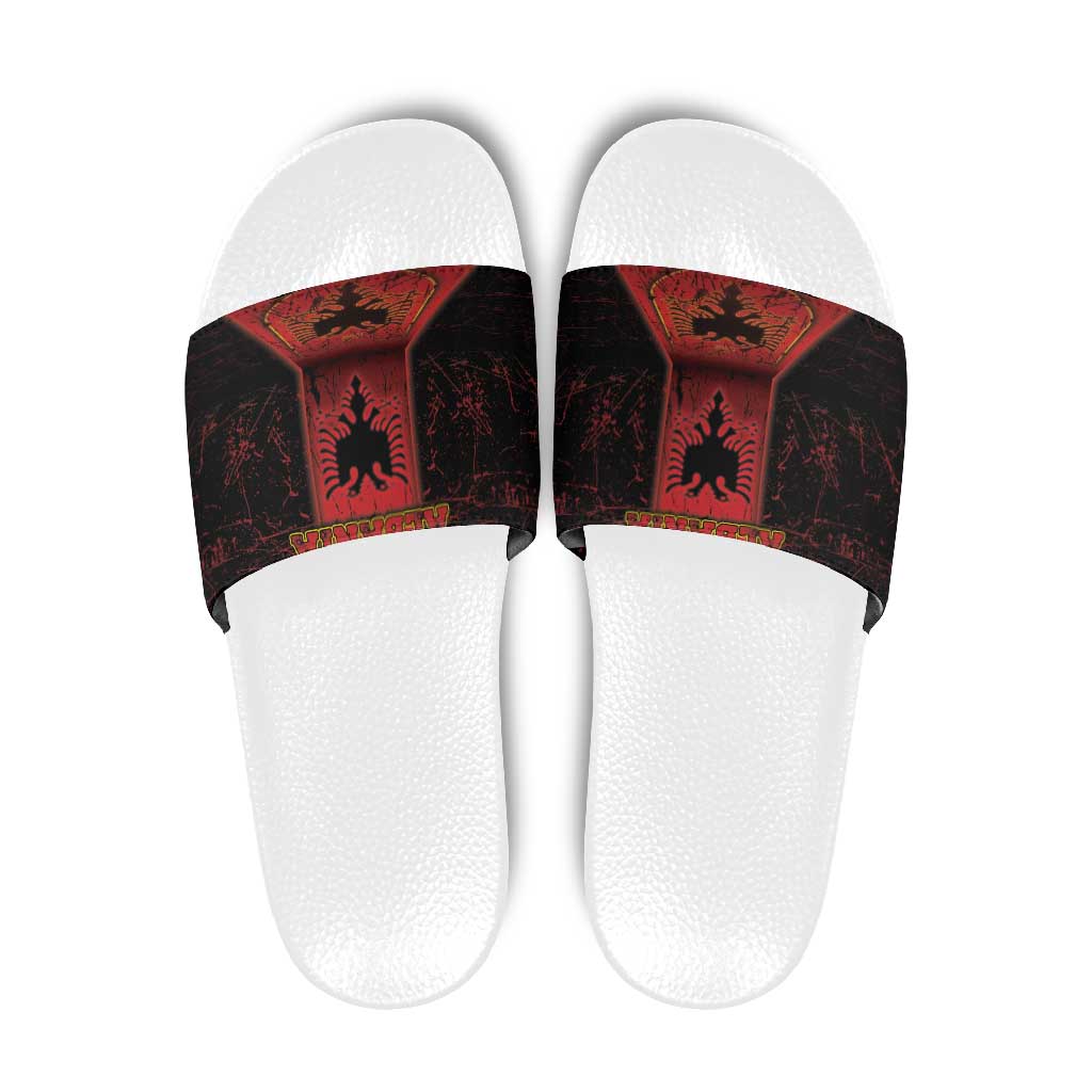 Albania Slide Sandals Black Double Headed Eagle DT05