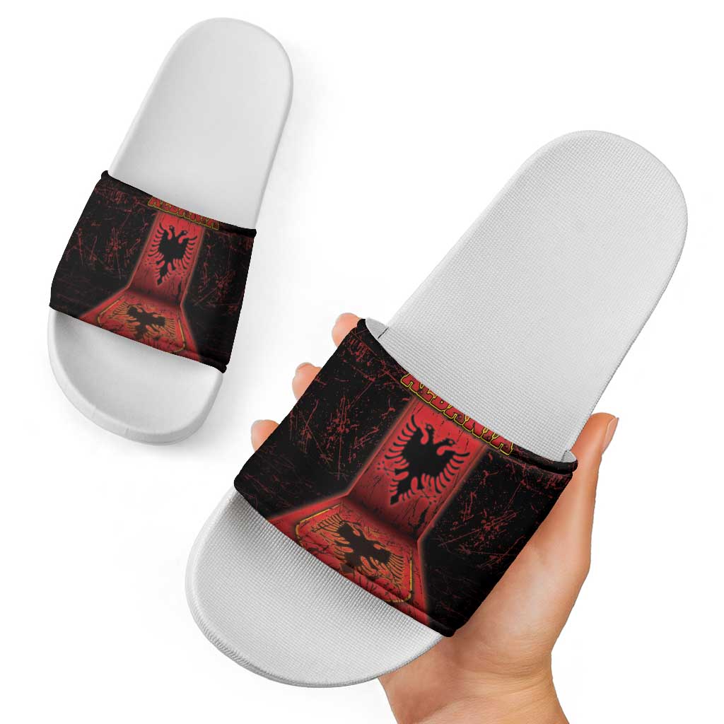 Albania Slide Sandals Black Double Headed Eagle DT05