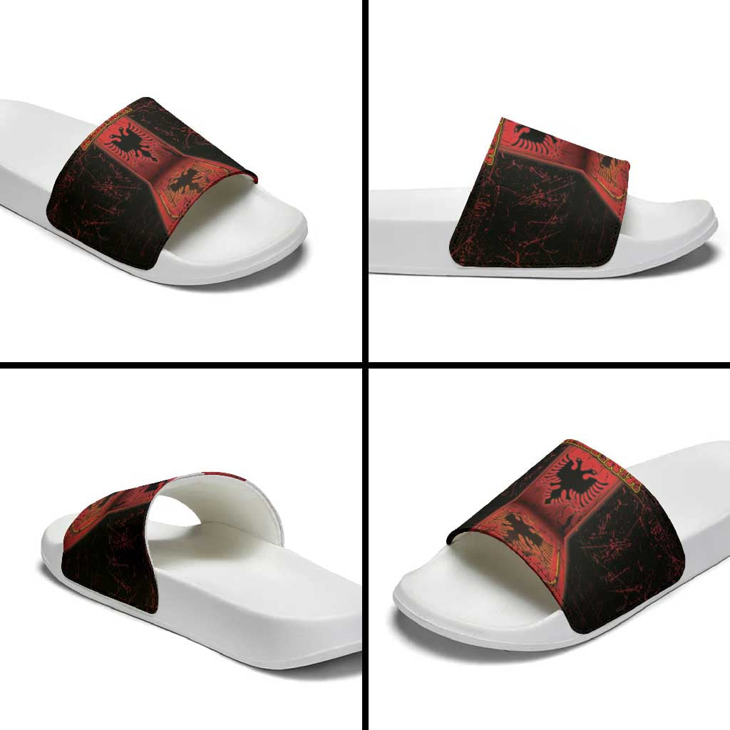 Albania Slide Sandals Black Double Headed Eagle DT05