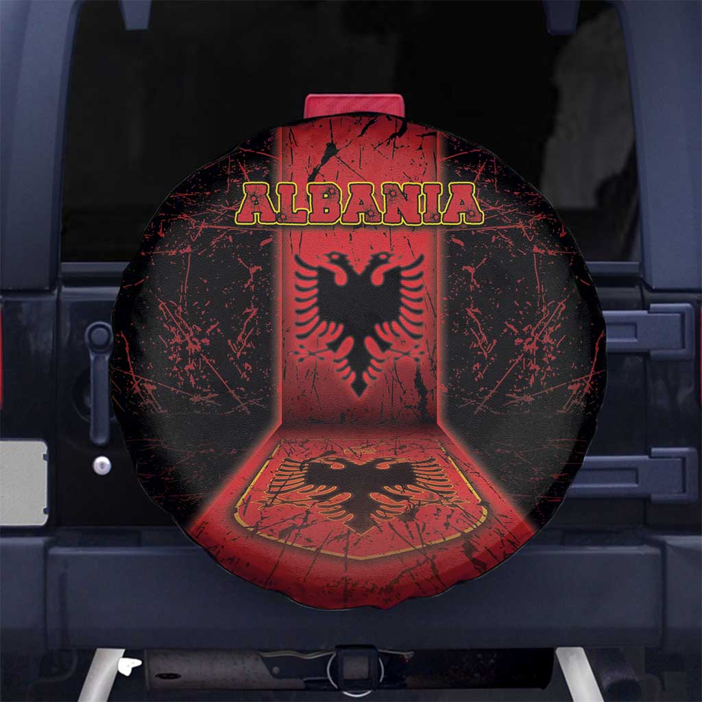 Albania Spare Tire Cover Black Double Headed Eagle DT05