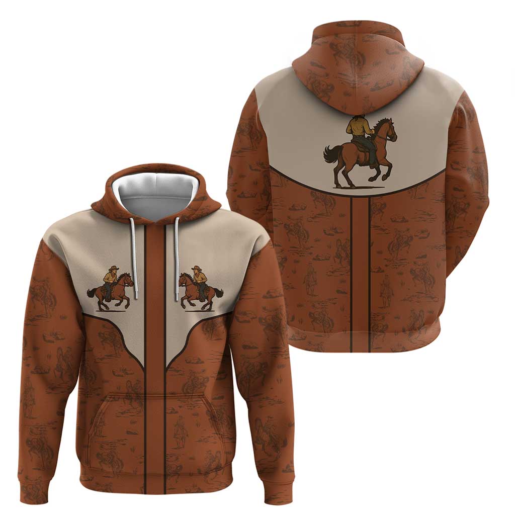 Cowboy Hoodie Horse Riding Retro Western Yoke DT05