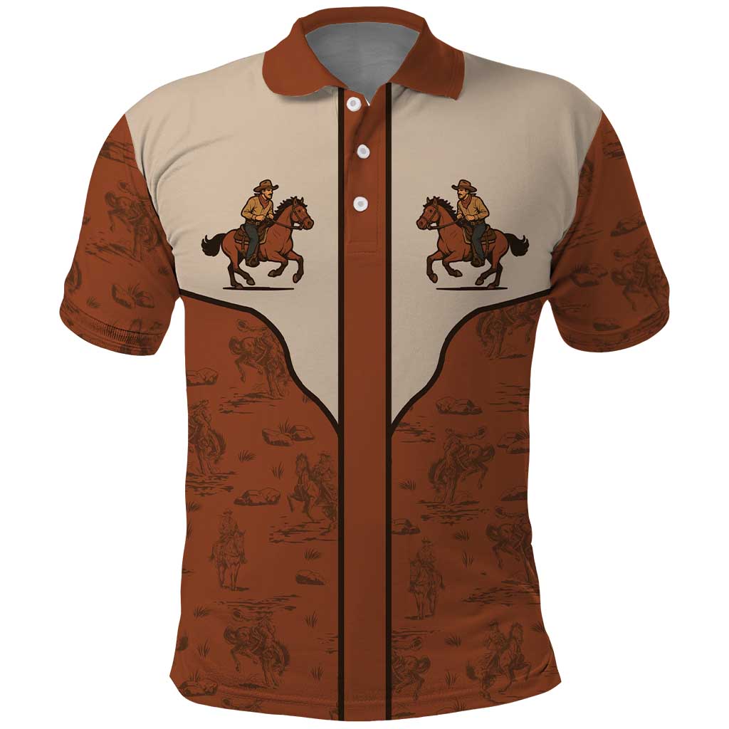 Cowboy Polo Shirt Horse Riding Retro Western Yoke DT05