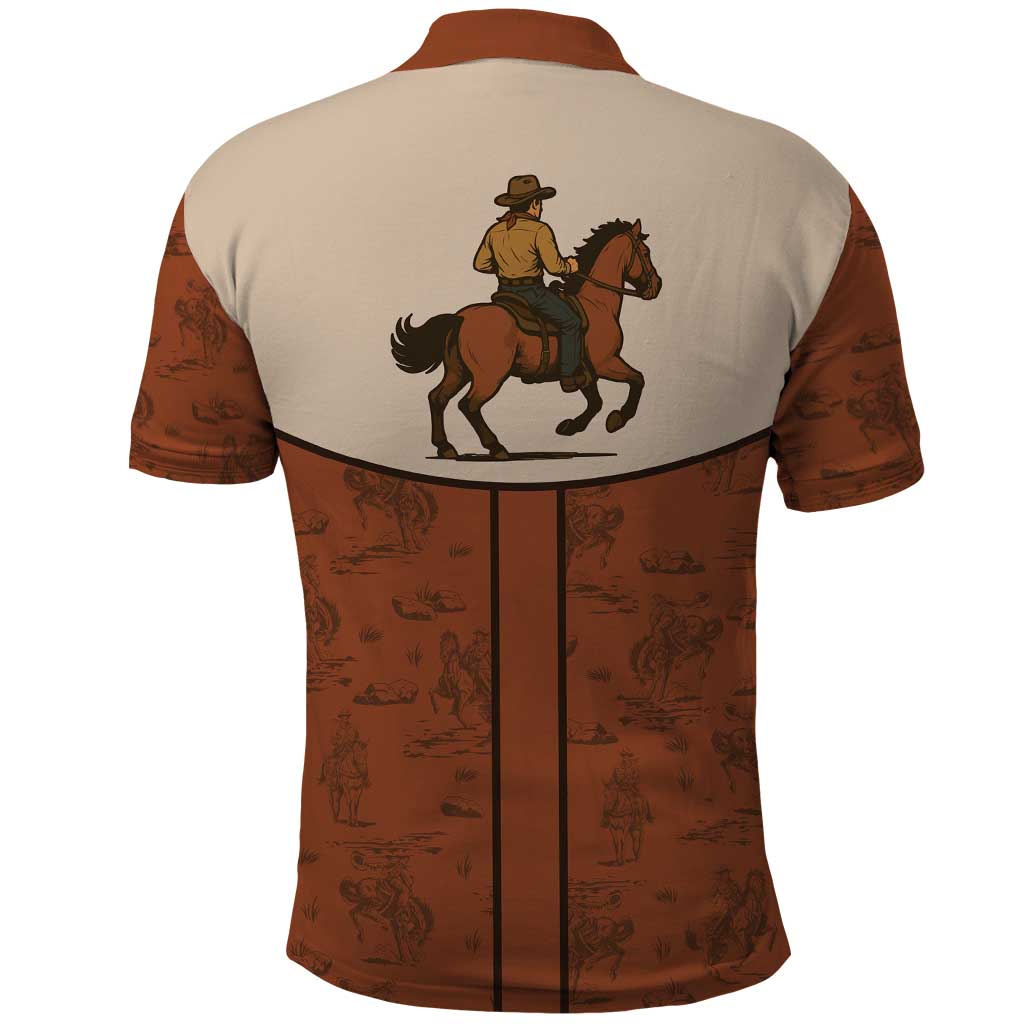 Cowboy Polo Shirt Horse Riding Retro Western Yoke DT05