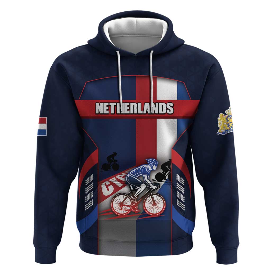Personalized Netherlands Cycling Hoodie Sporty Style Navy DT05