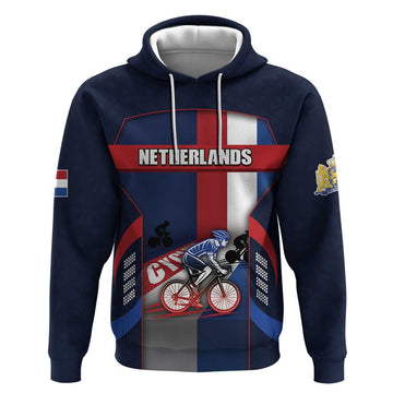 Personalized Netherlands Cycling Hoodie Sporty Style Navy DT05