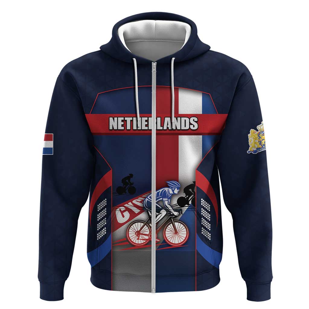 Personalized Netherlands Cycling Hoodie Sporty Style Navy DT05