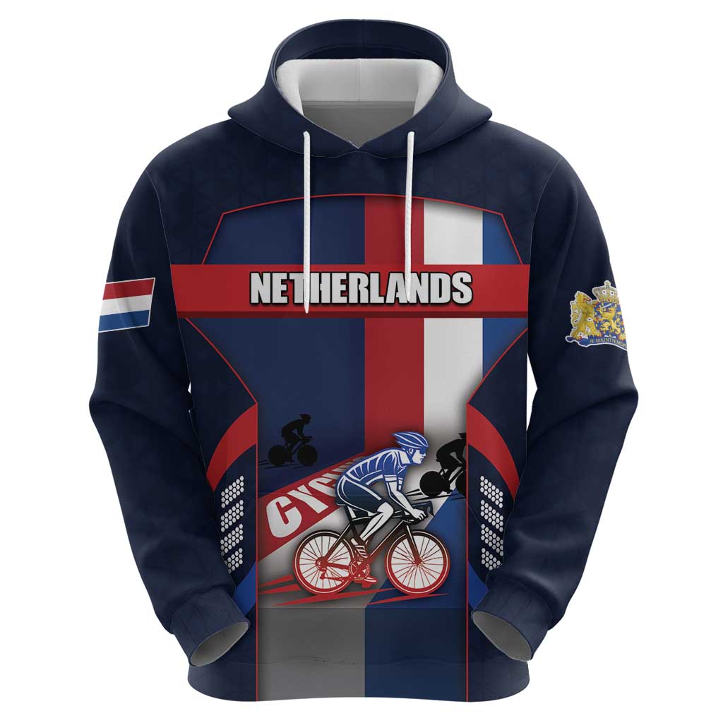 Personalized Netherlands Cycling Hoodie Sporty Style Navy DT05