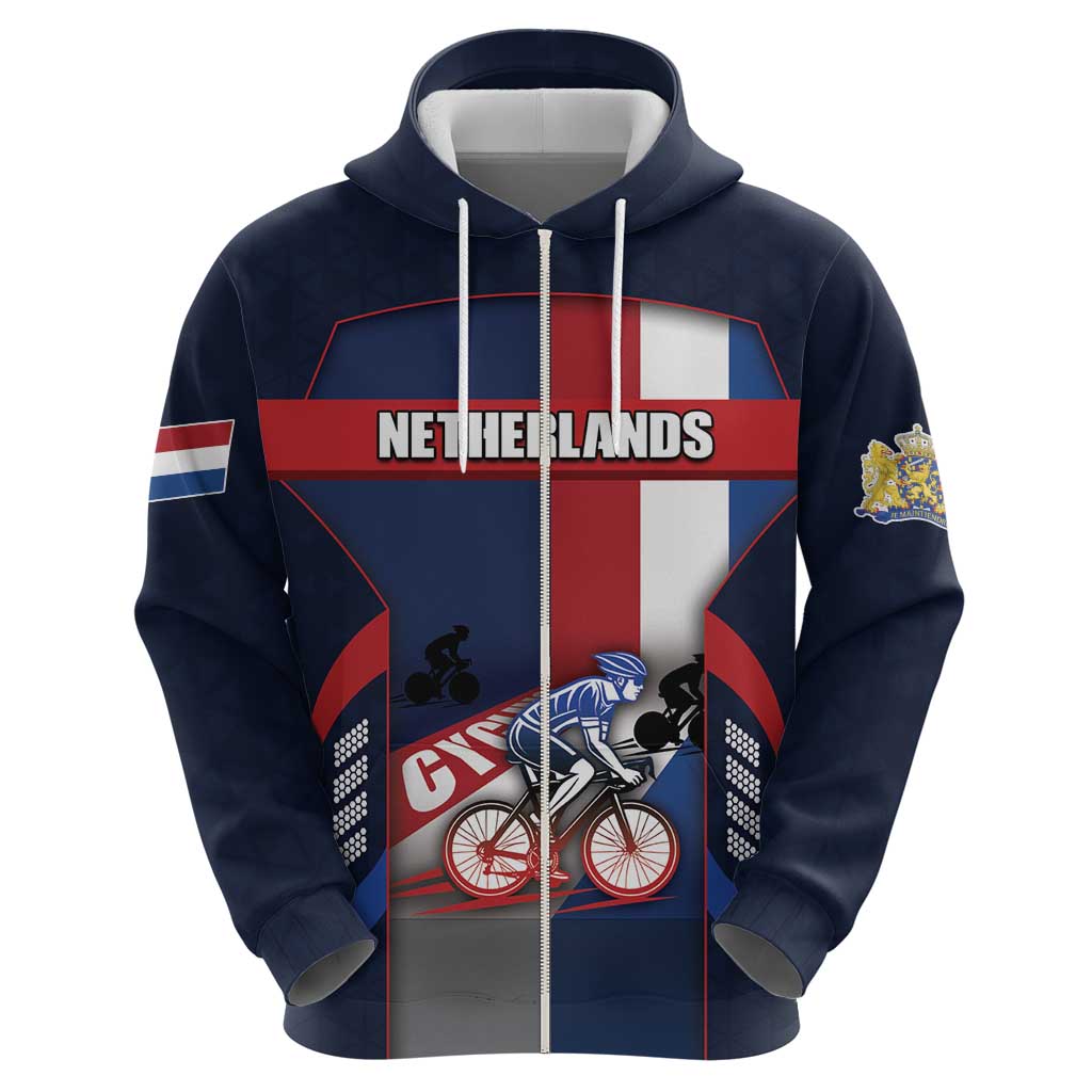 Personalized Netherlands Cycling Hoodie Sporty Style Navy DT05