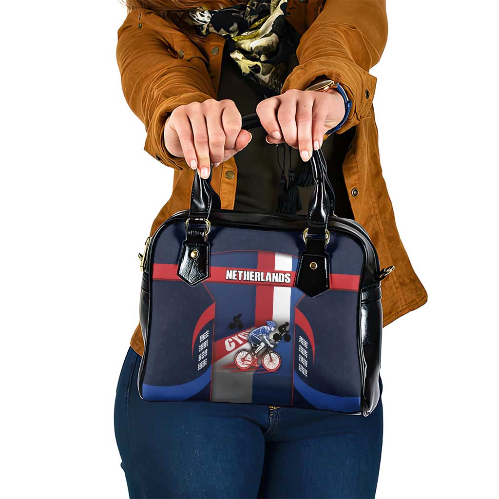 Netherlands Cycling Shoulder Handbag Sporty Style Navy DT05