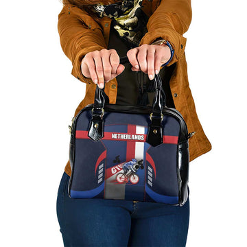 Netherlands Cycling Shoulder Handbag Sporty Style Navy DT05