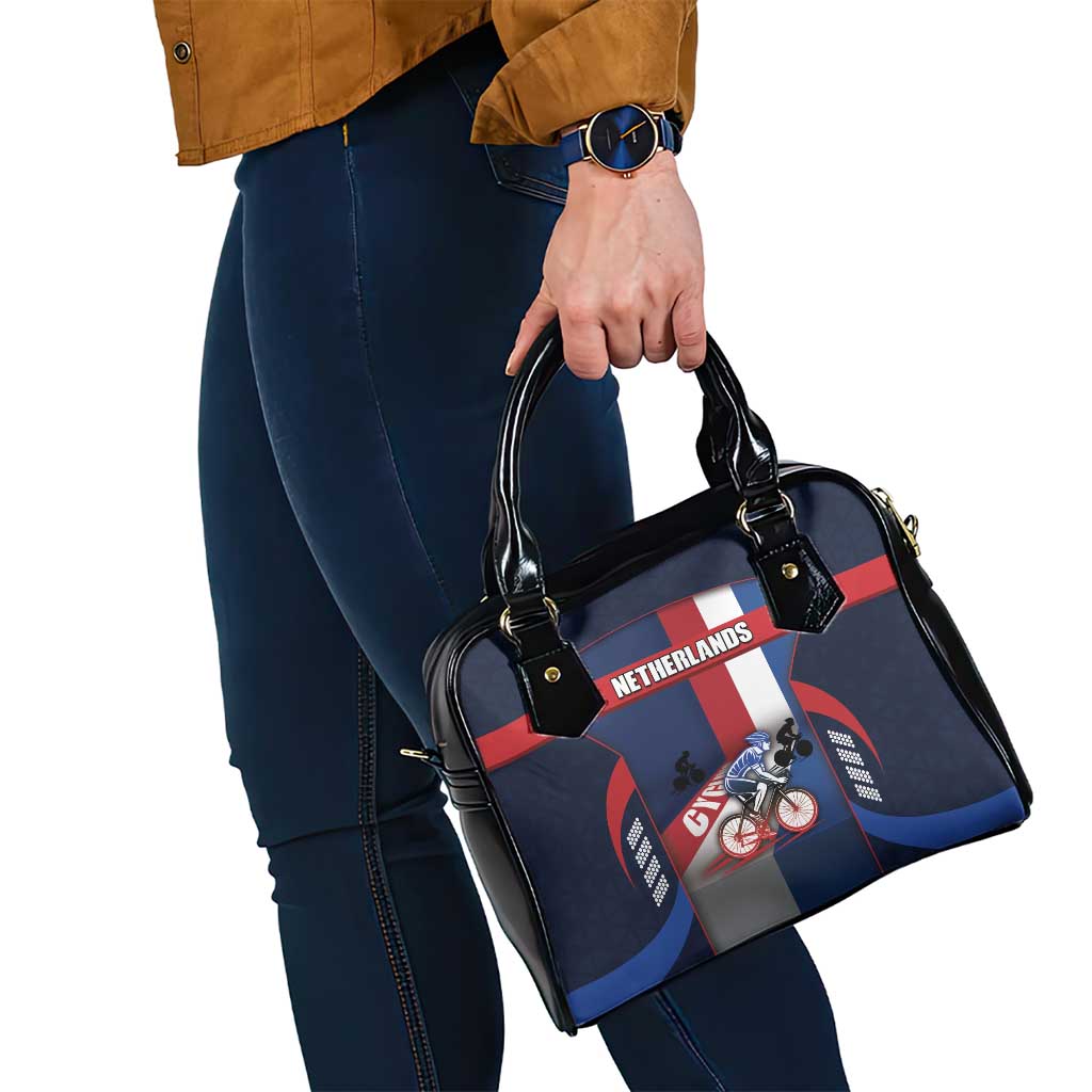 Netherlands Cycling Shoulder Handbag Sporty Style Navy DT05