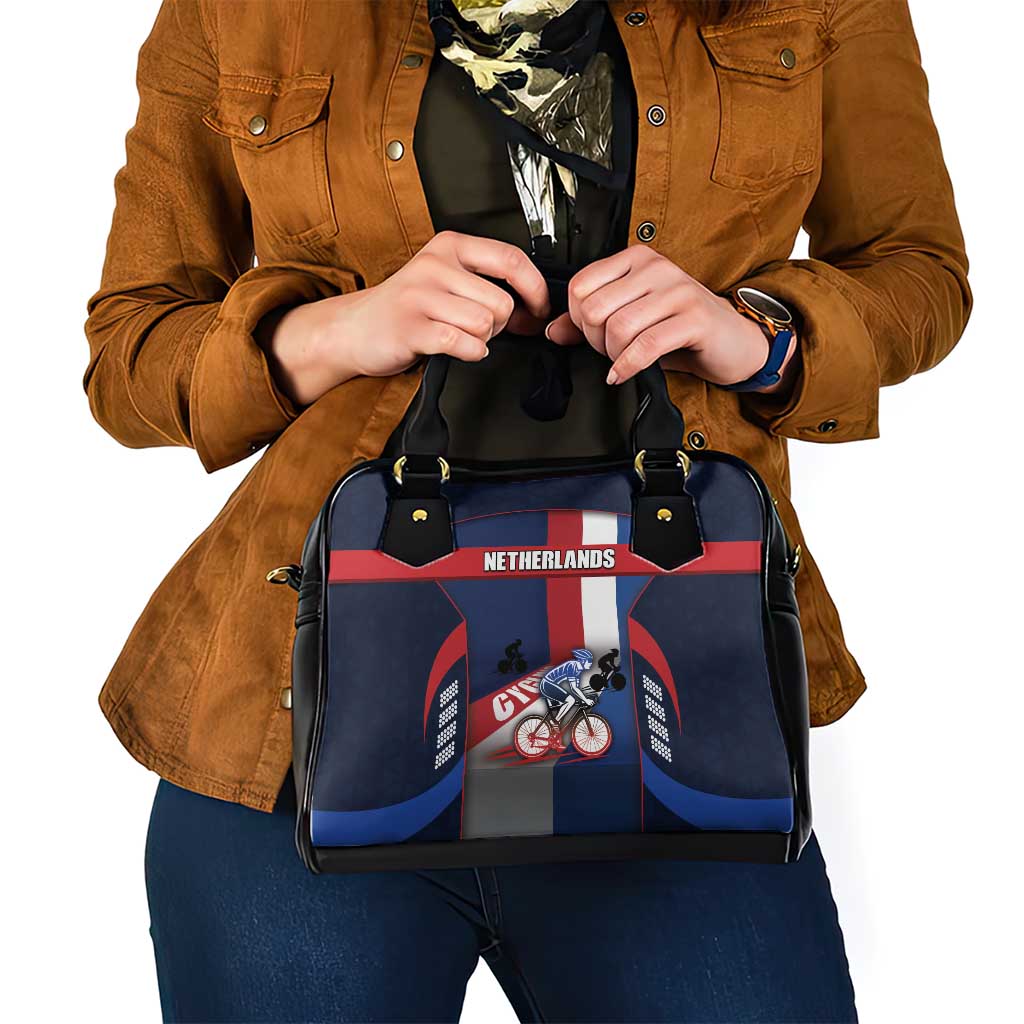 Netherlands Cycling Shoulder Handbag Sporty Style Navy DT05