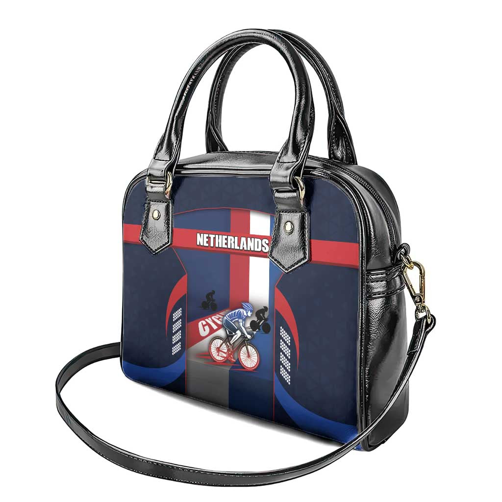 Netherlands Cycling Shoulder Handbag Sporty Style Navy DT05