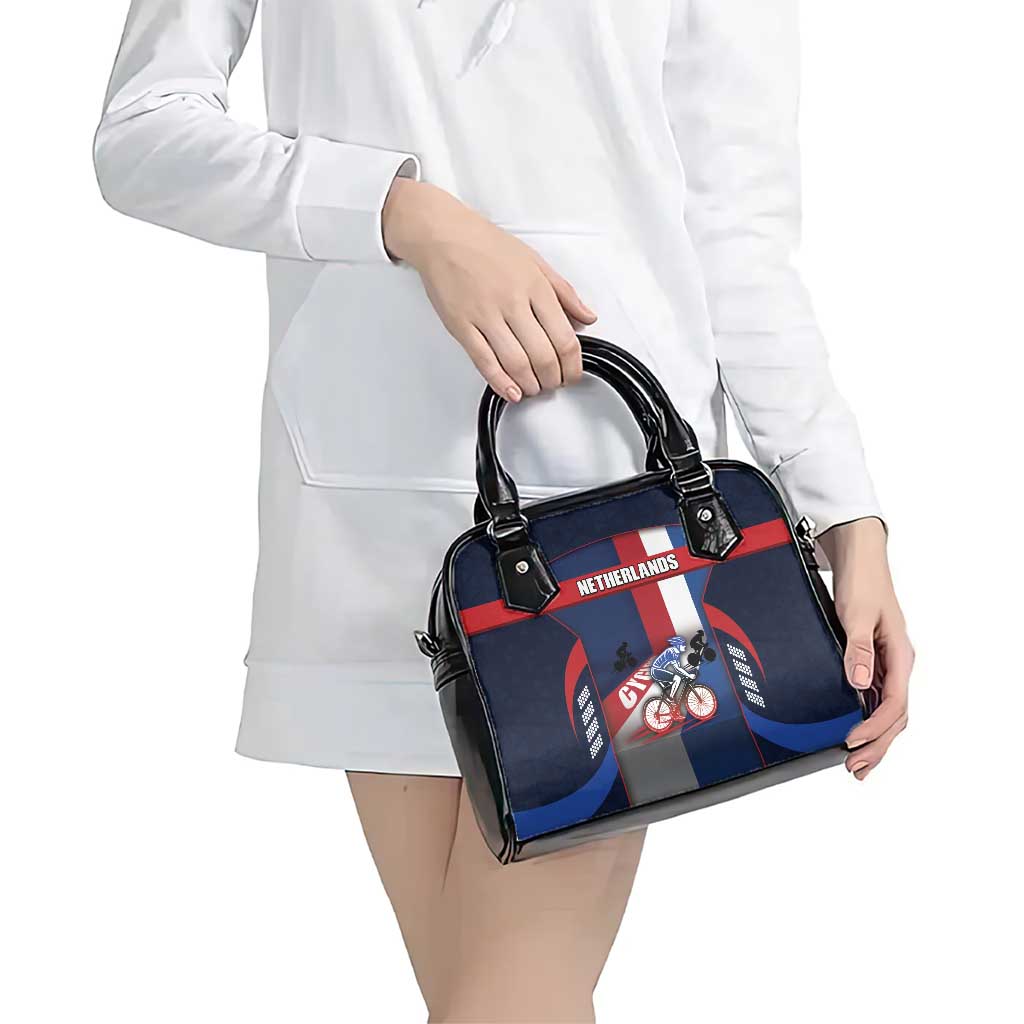 Netherlands Cycling Shoulder Handbag Sporty Style Navy DT05
