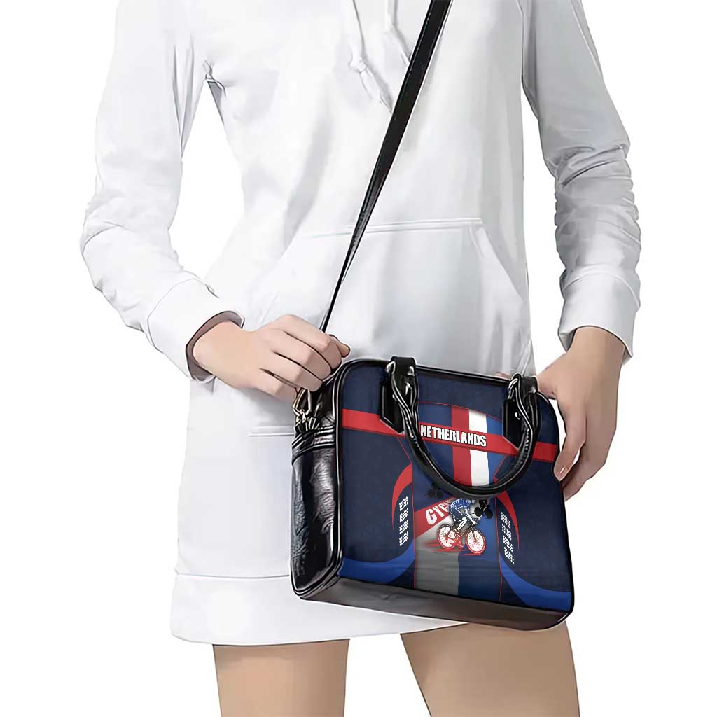 Netherlands Cycling Shoulder Handbag Sporty Style Navy DT05