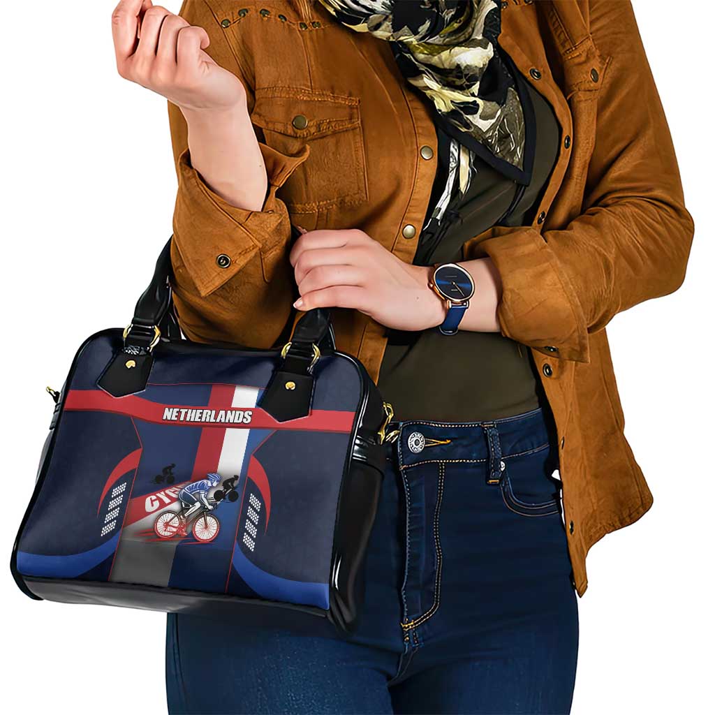 Netherlands Cycling Shoulder Handbag Sporty Style Navy DT05