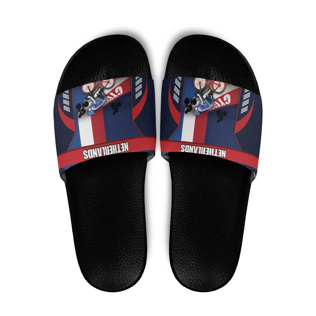 Netherlands Cycling Slide Sandals Sporty Style Navy DT05