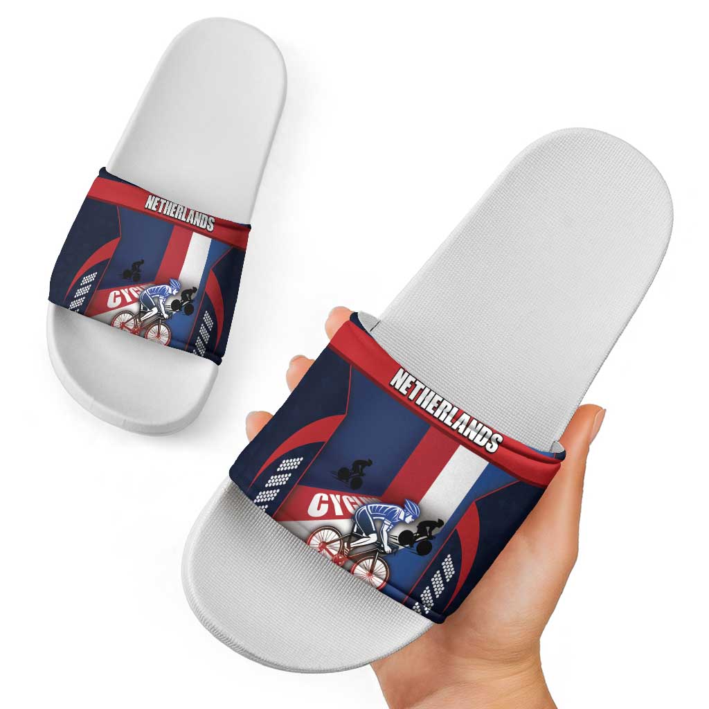 Netherlands Cycling Slide Sandals Sporty Style Navy DT05