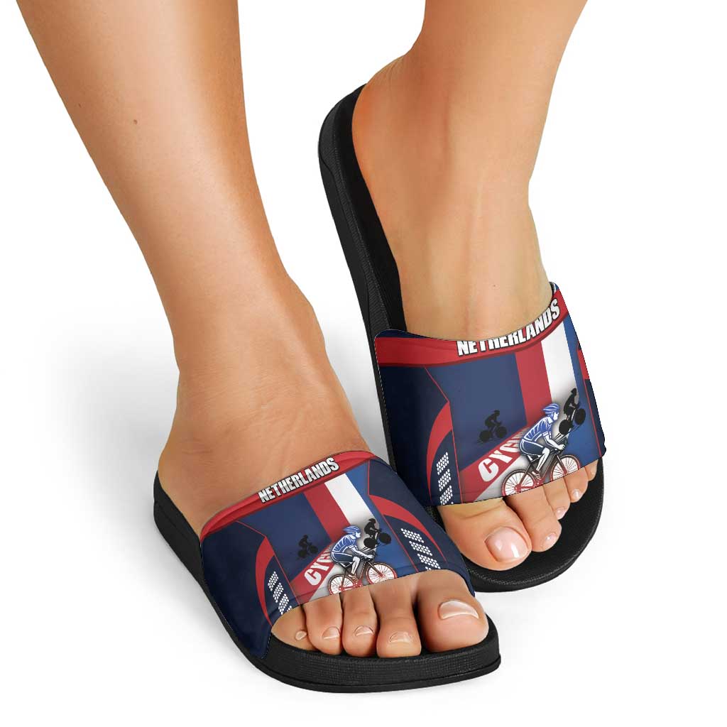 Netherlands Cycling Slide Sandals Sporty Style Navy DT05