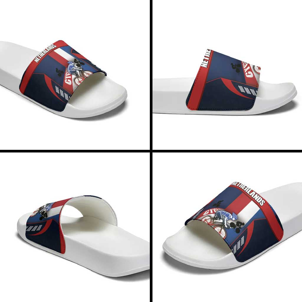 Netherlands Cycling Slide Sandals Sporty Style Navy DT05