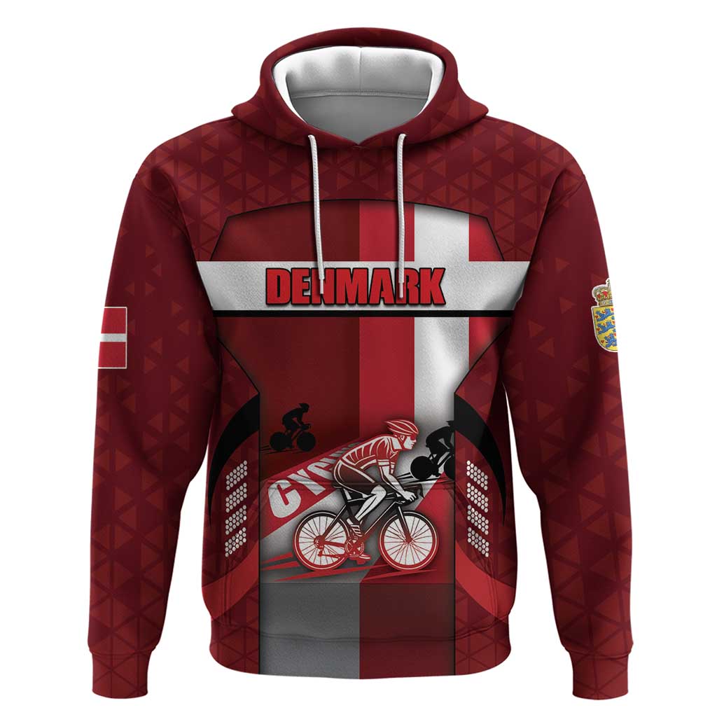 Personalized Denmark Cycling Hoodie Sporty Style Red DT05