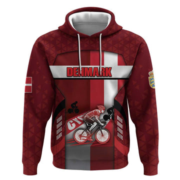 Personalized Denmark Cycling Hoodie Sporty Style Red DT05