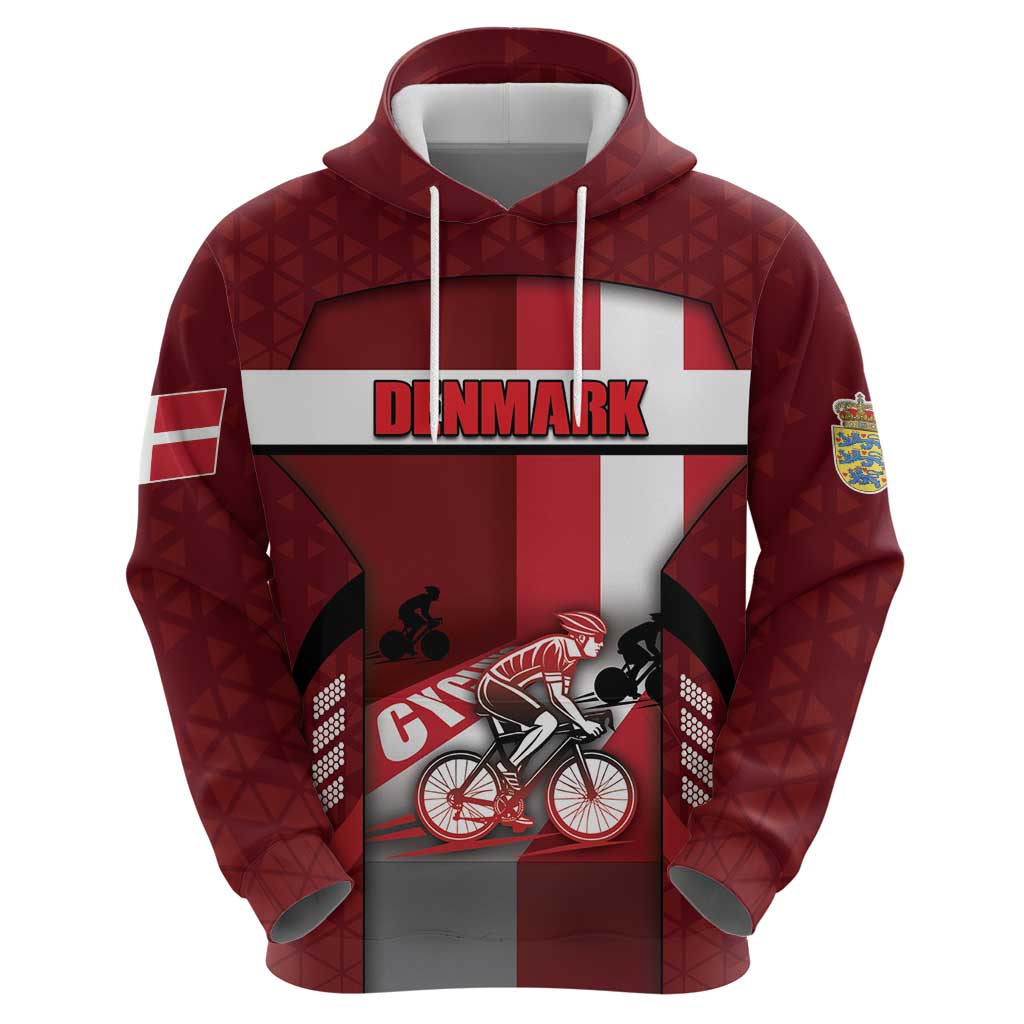 Personalized Denmark Cycling Hoodie Sporty Style Red DT05