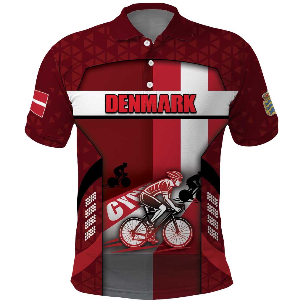 Personalized Denmark Cycling Polo Shirt Sporty Style Red DT05