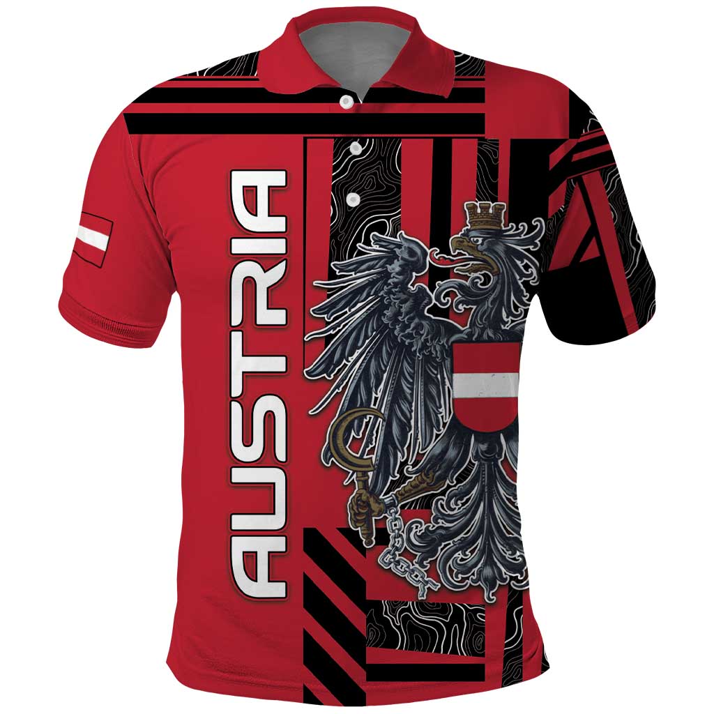 Personalized Austria Polo Shirt Black Eagle Badge With Patterns DT05