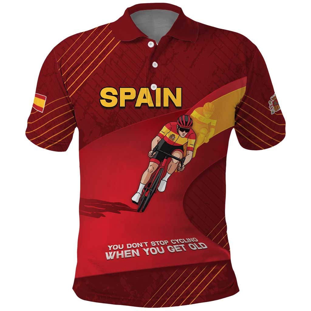 Personalized Spain Cycling Polo Shirt You Don't Stop Cycling When You Get Old DT05