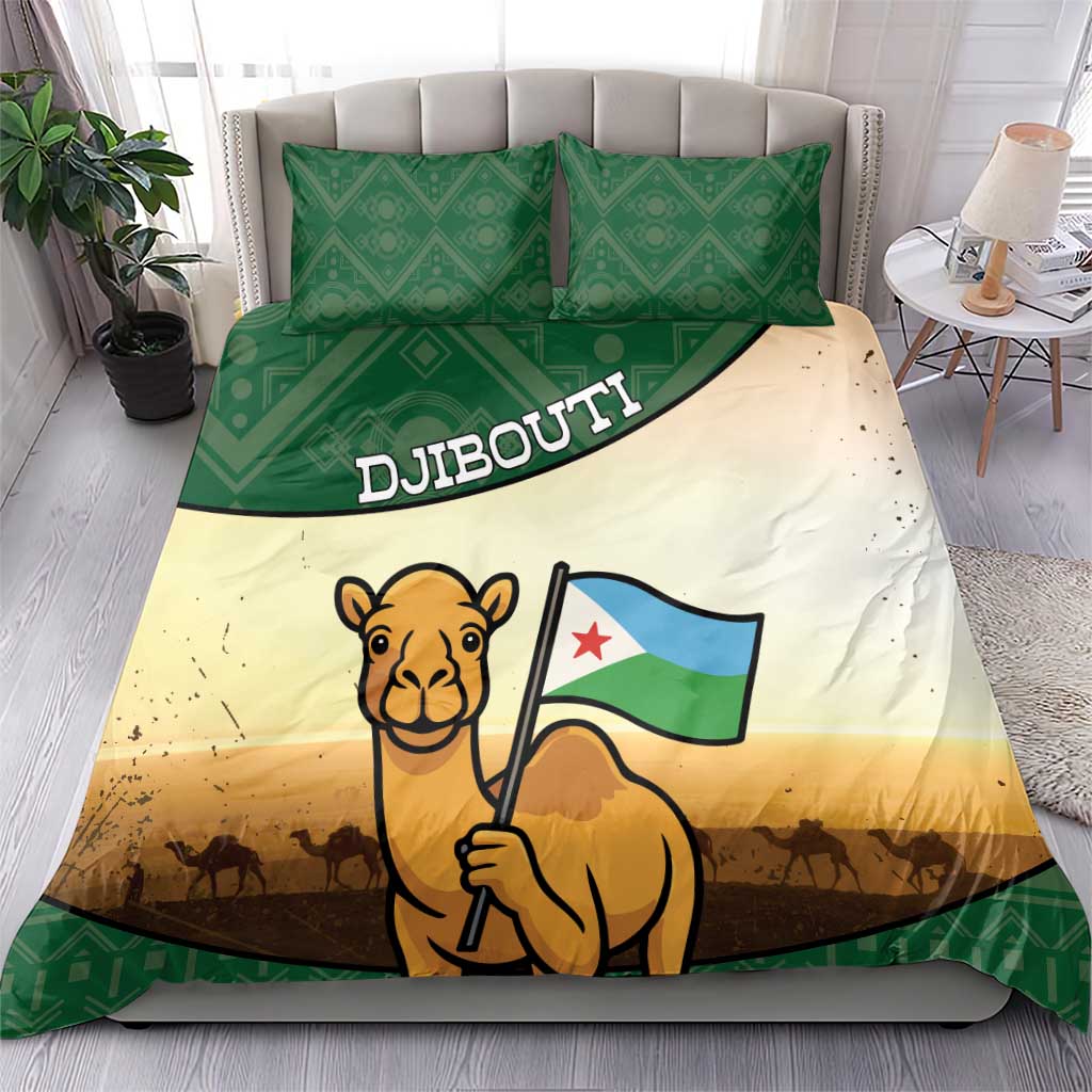 African Djibouti Bedding Set Camel Holding Jabuuti Flag DT05