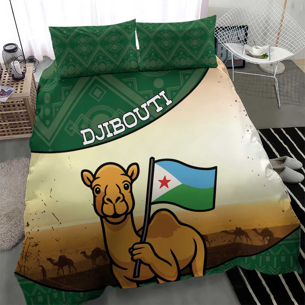 African Djibouti Bedding Set Camel Holding Jabuuti Flag DT05
