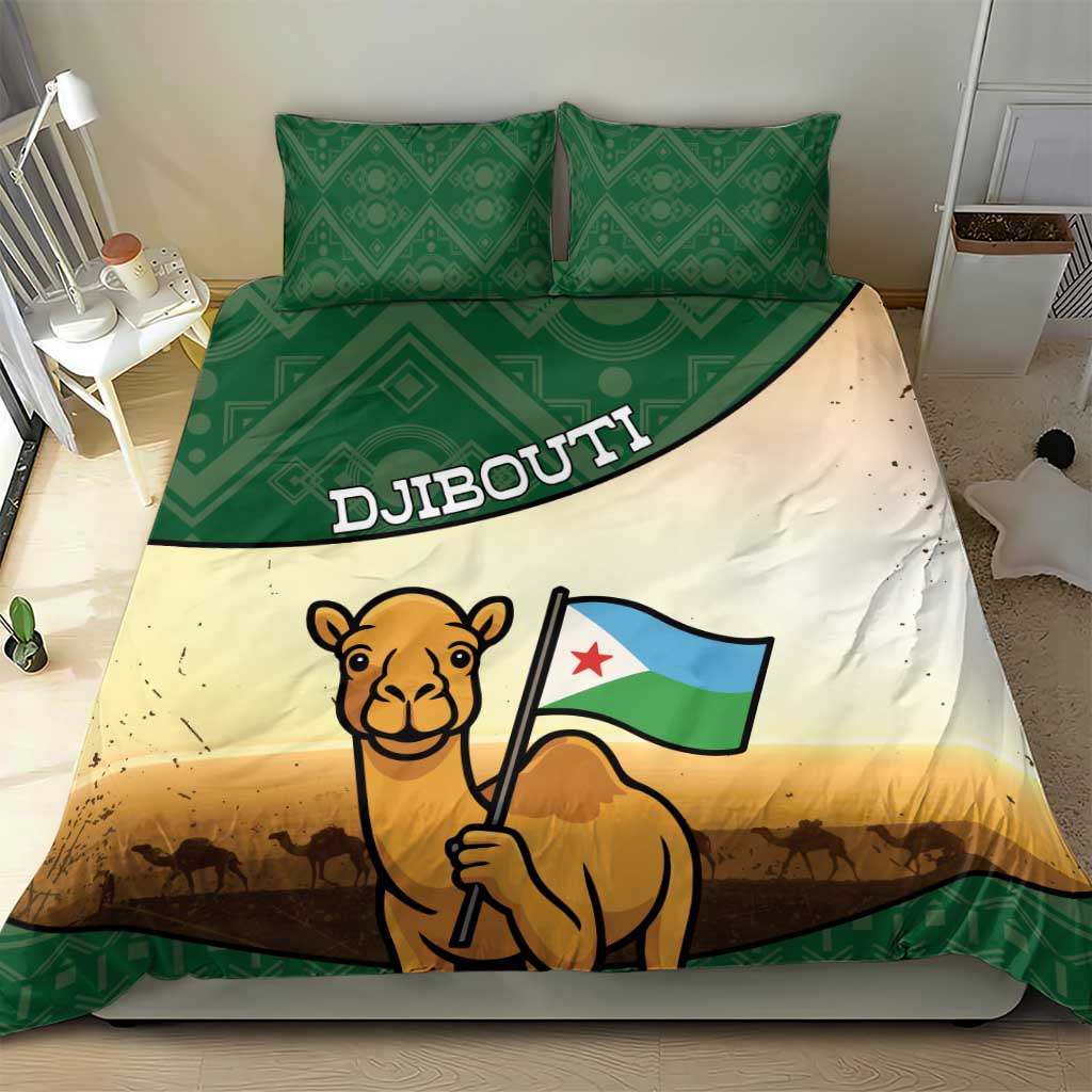 African Djibouti Bedding Set Camel Holding Jabuuti Flag DT05
