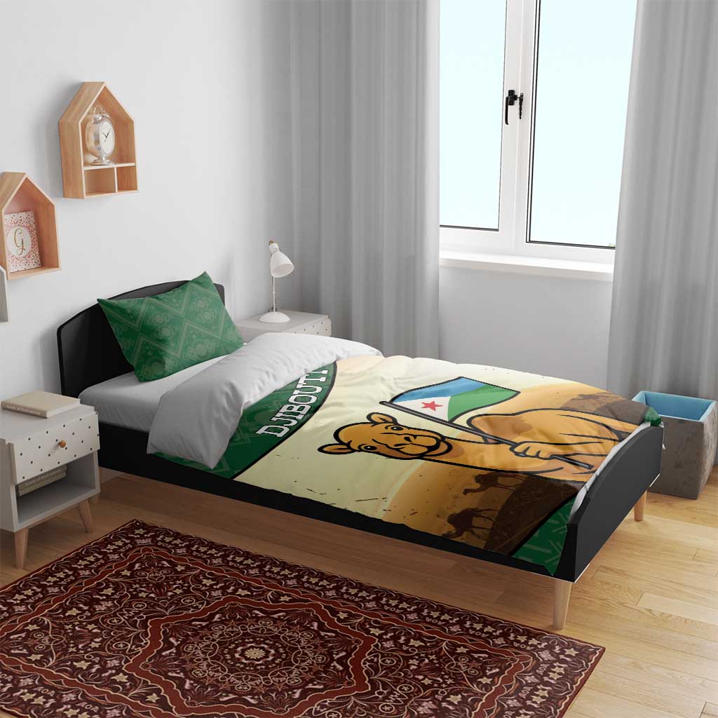 African Djibouti Bedding Set Camel Holding Jabuuti Flag DT05