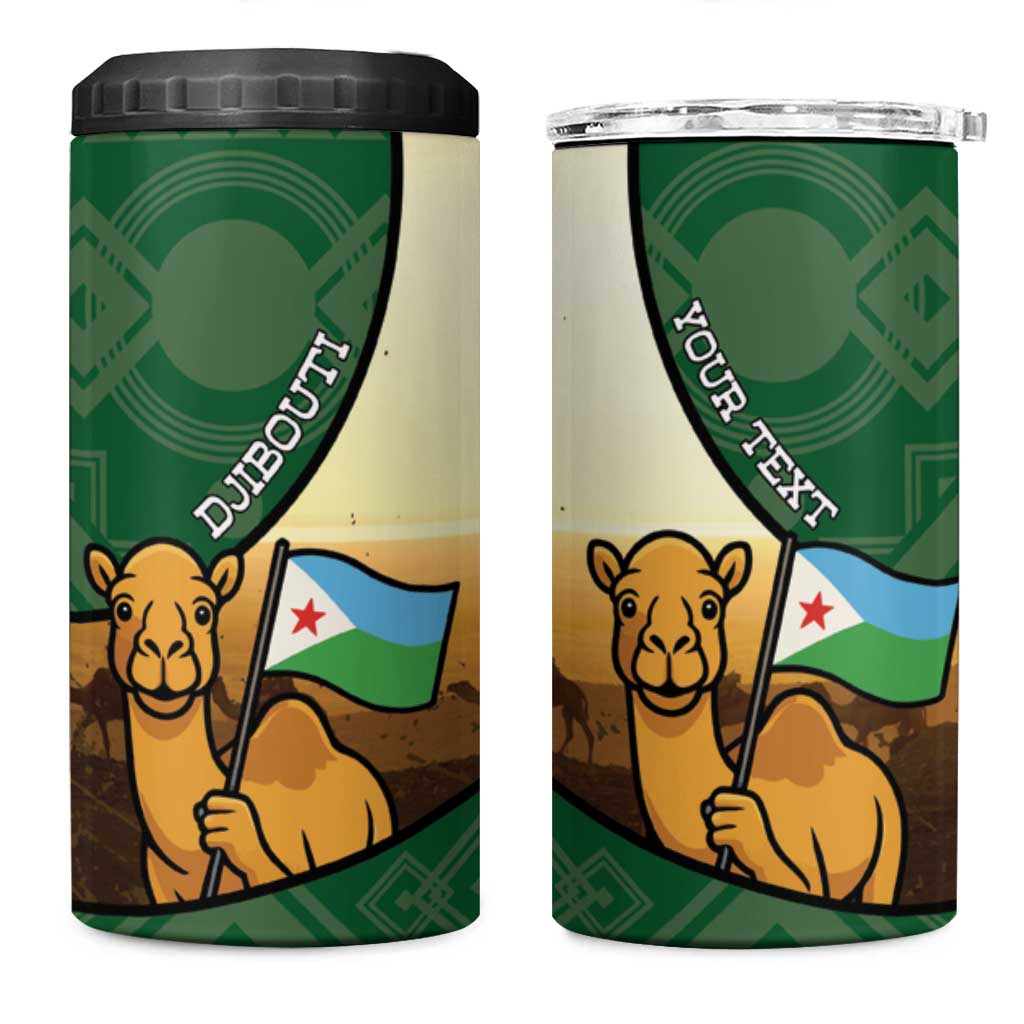 Personalized African Djibouti 4 in 1 Can Cooler Tumbler Camel Holding Jabuuti Flag DT05