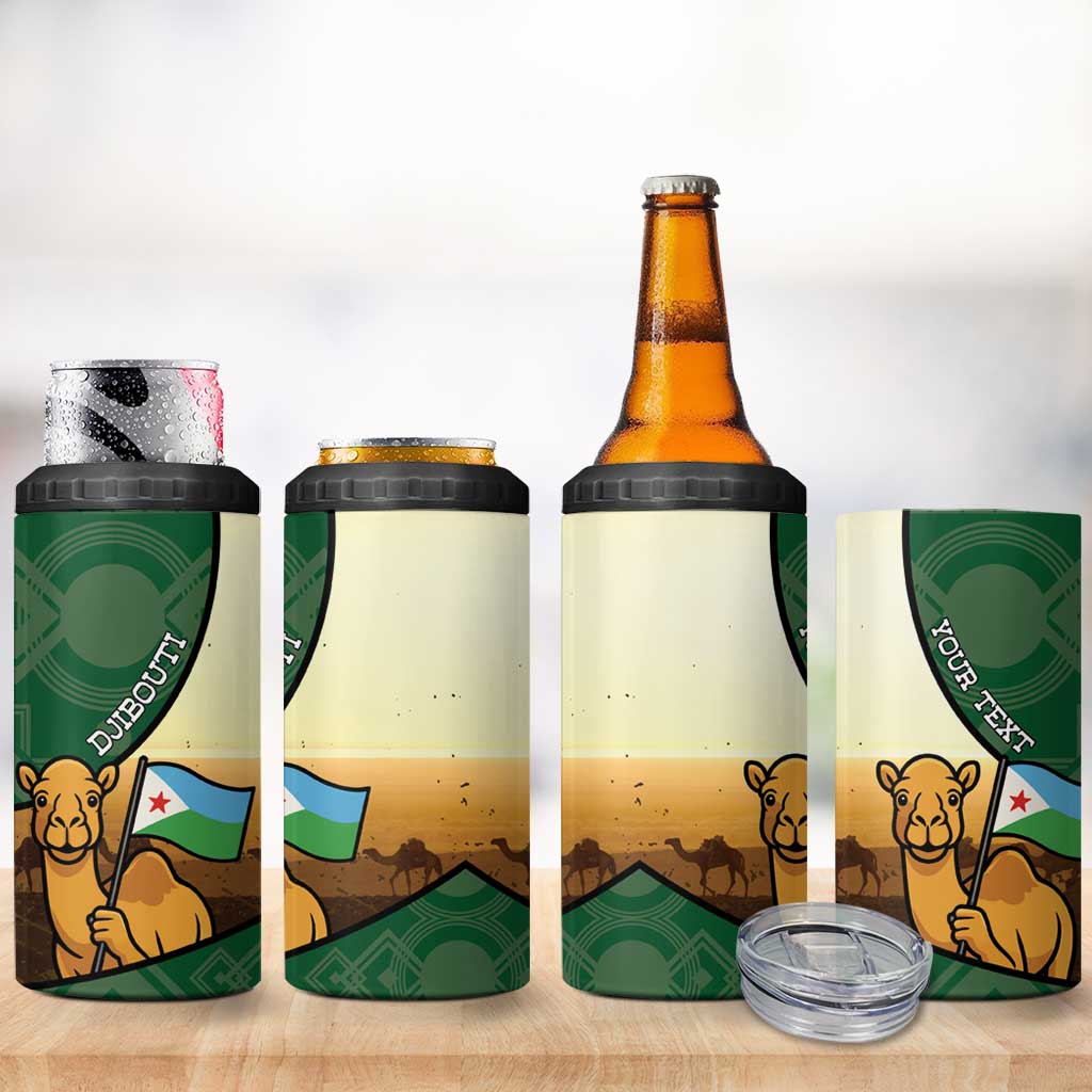 Personalized African Djibouti 4 in 1 Can Cooler Tumbler Camel Holding Jabuuti Flag DT05