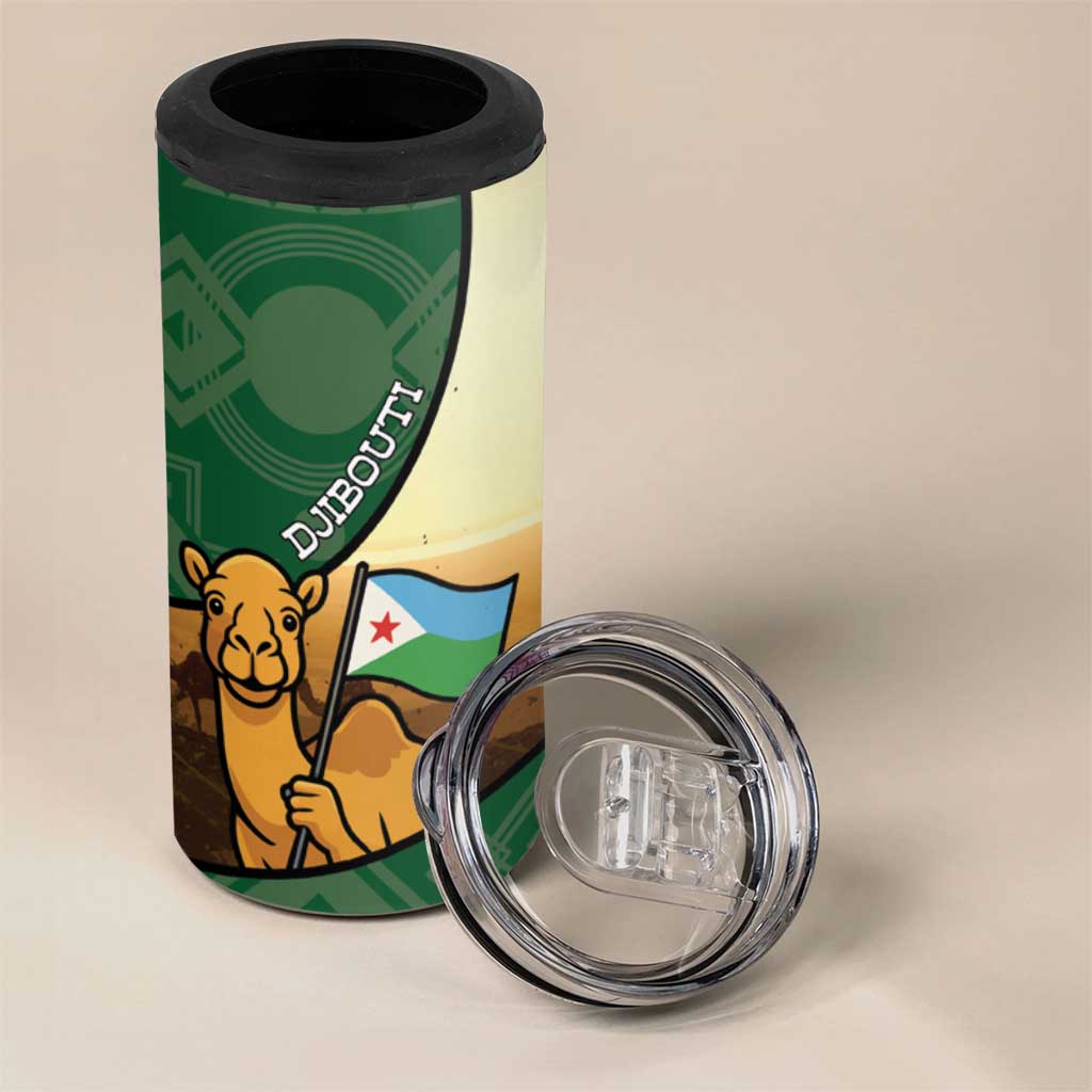 Personalized African Djibouti 4 in 1 Can Cooler Tumbler Camel Holding Jabuuti Flag DT05