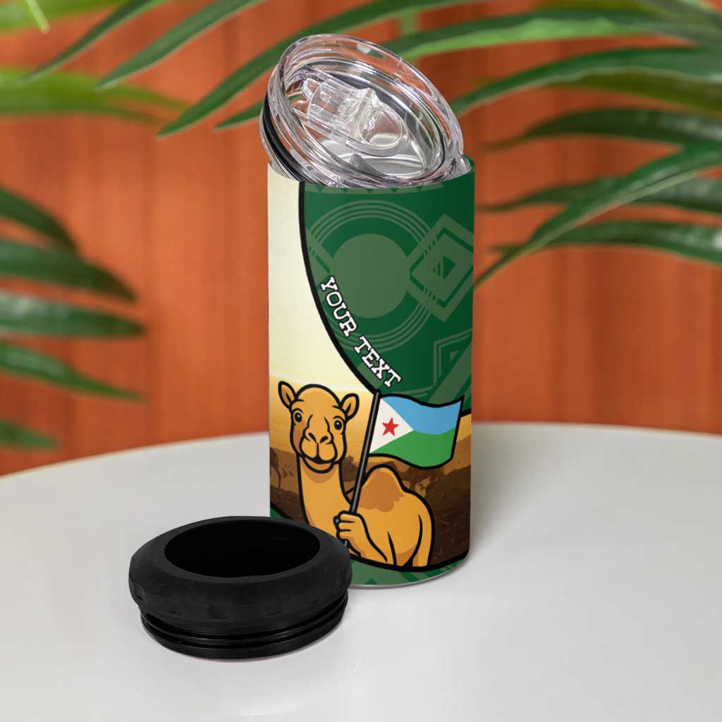 Personalized African Djibouti 4 in 1 Can Cooler Tumbler Camel Holding Jabuuti Flag DT05