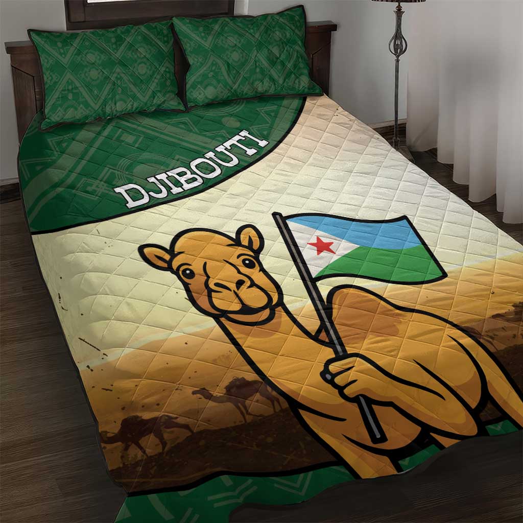 African Djibouti Quilt Bed Set Camel Holding Jabuuti Flag DT05