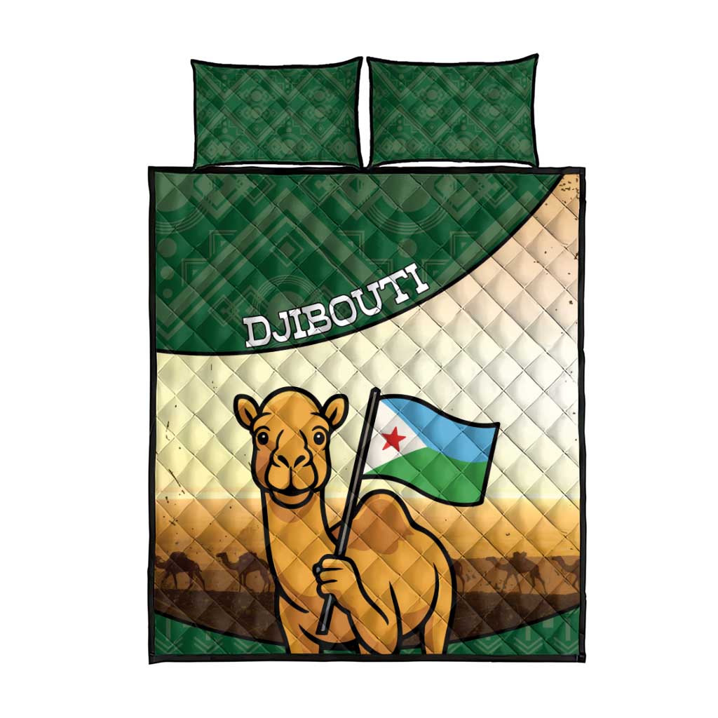 African Djibouti Quilt Bed Set Camel Holding Jabuuti Flag DT05