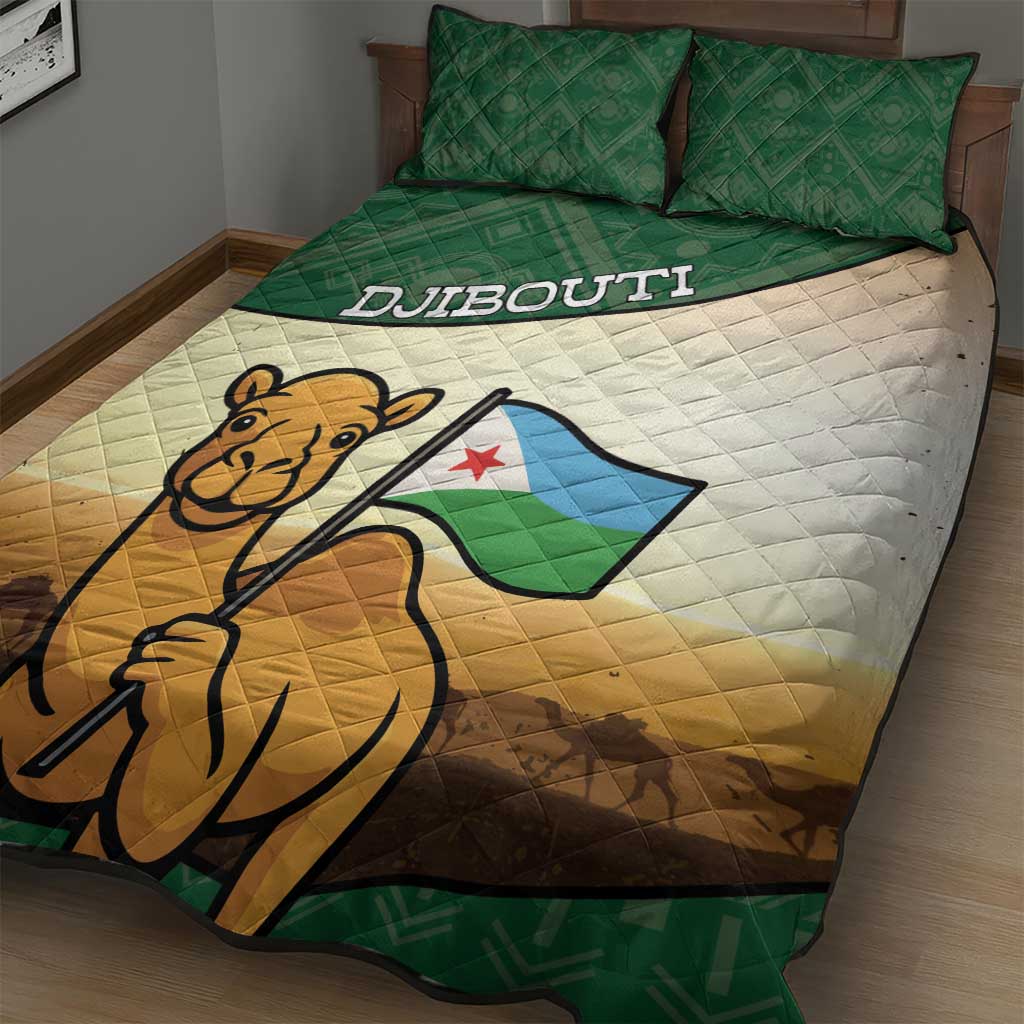 African Djibouti Quilt Bed Set Camel Holding Jabuuti Flag DT05