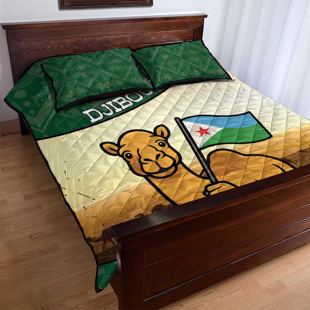 African Djibouti Quilt Bed Set Camel Holding Jabuuti Flag DT05