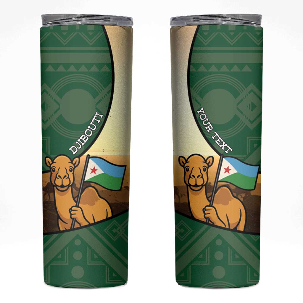Personalized African Djibouti Skinny Tumbler Camel Holding Jabuuti Flag DT05