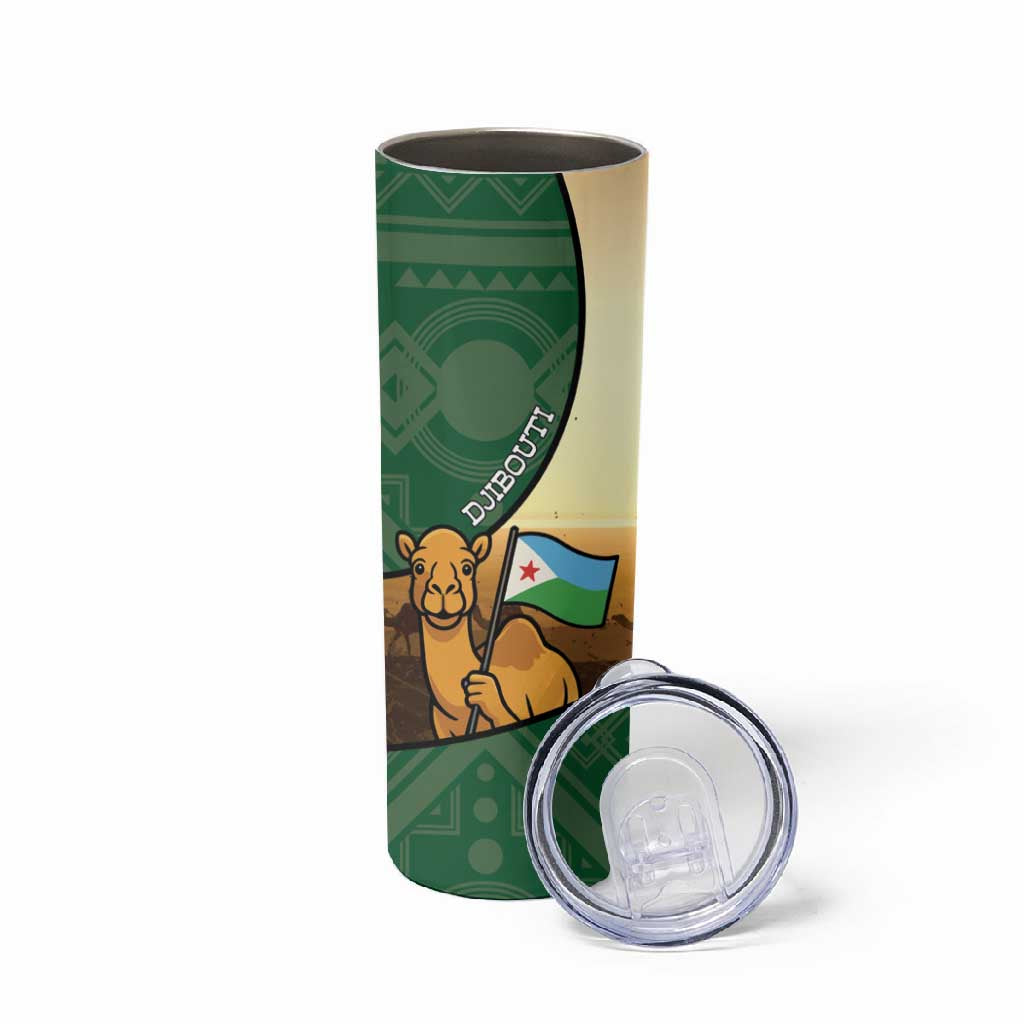 Personalized African Djibouti Skinny Tumbler Camel Holding Jabuuti Flag DT05