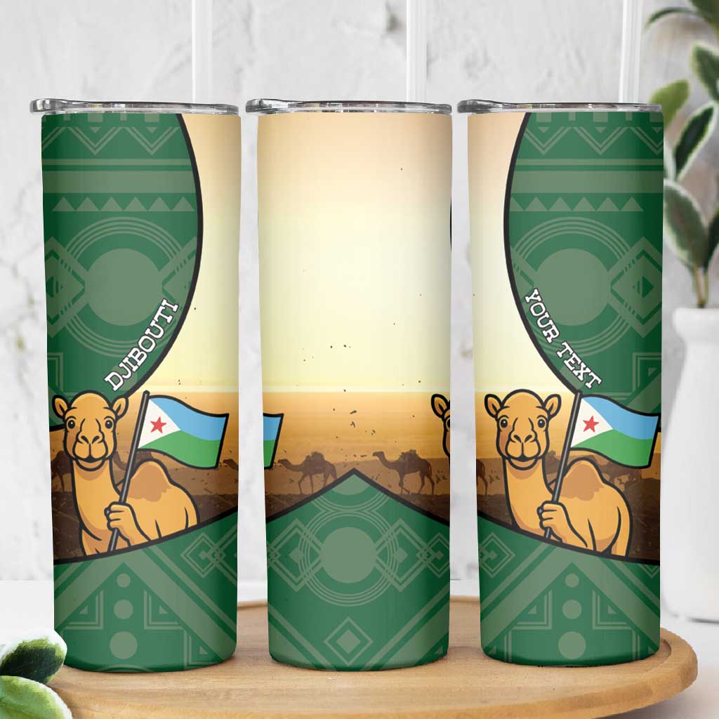 Personalized African Djibouti Skinny Tumbler Camel Holding Jabuuti Flag DT05